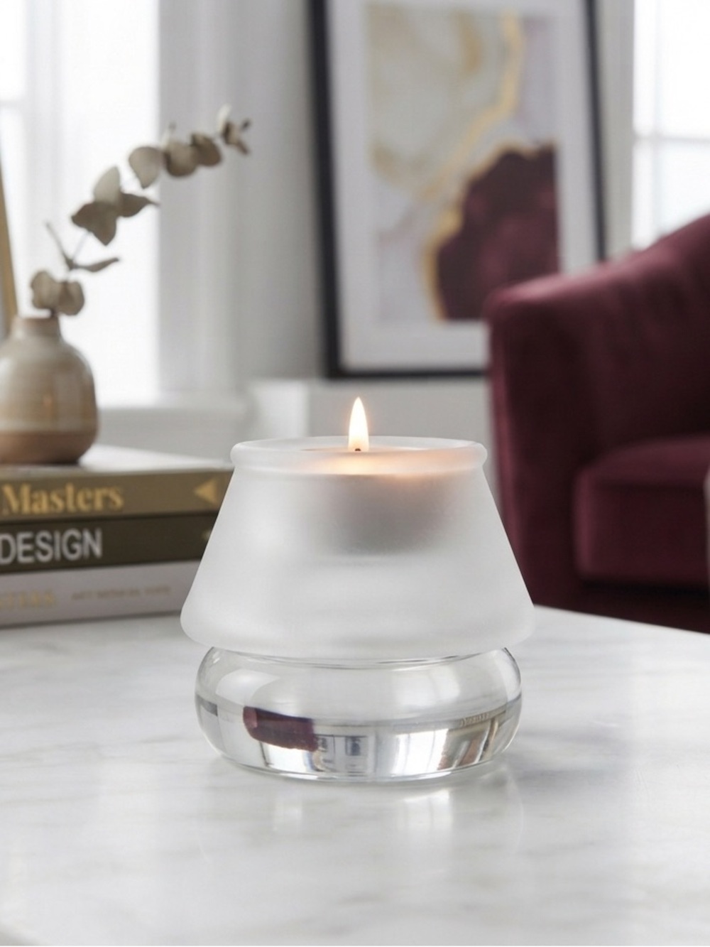 Sterno Chatterly Candle Lamp - 3 1/4"D x 3 1/2"H, Glass, Frost/Clear (80130)1970